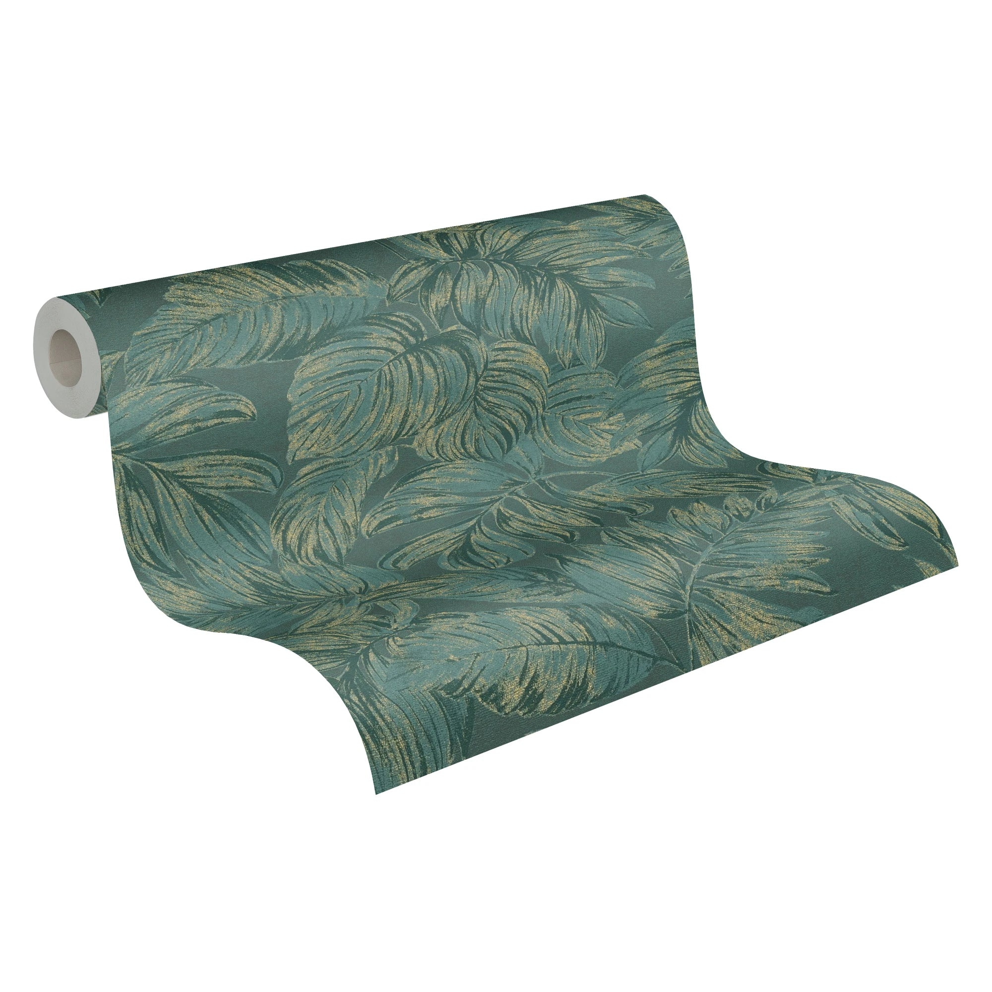 Germany Made Floral Green Gold Non Woven Vinyl Wallpaper Rolls-Moisture-Proof Modern Design for Kitchen & Bathroom 10.05x0.53m
