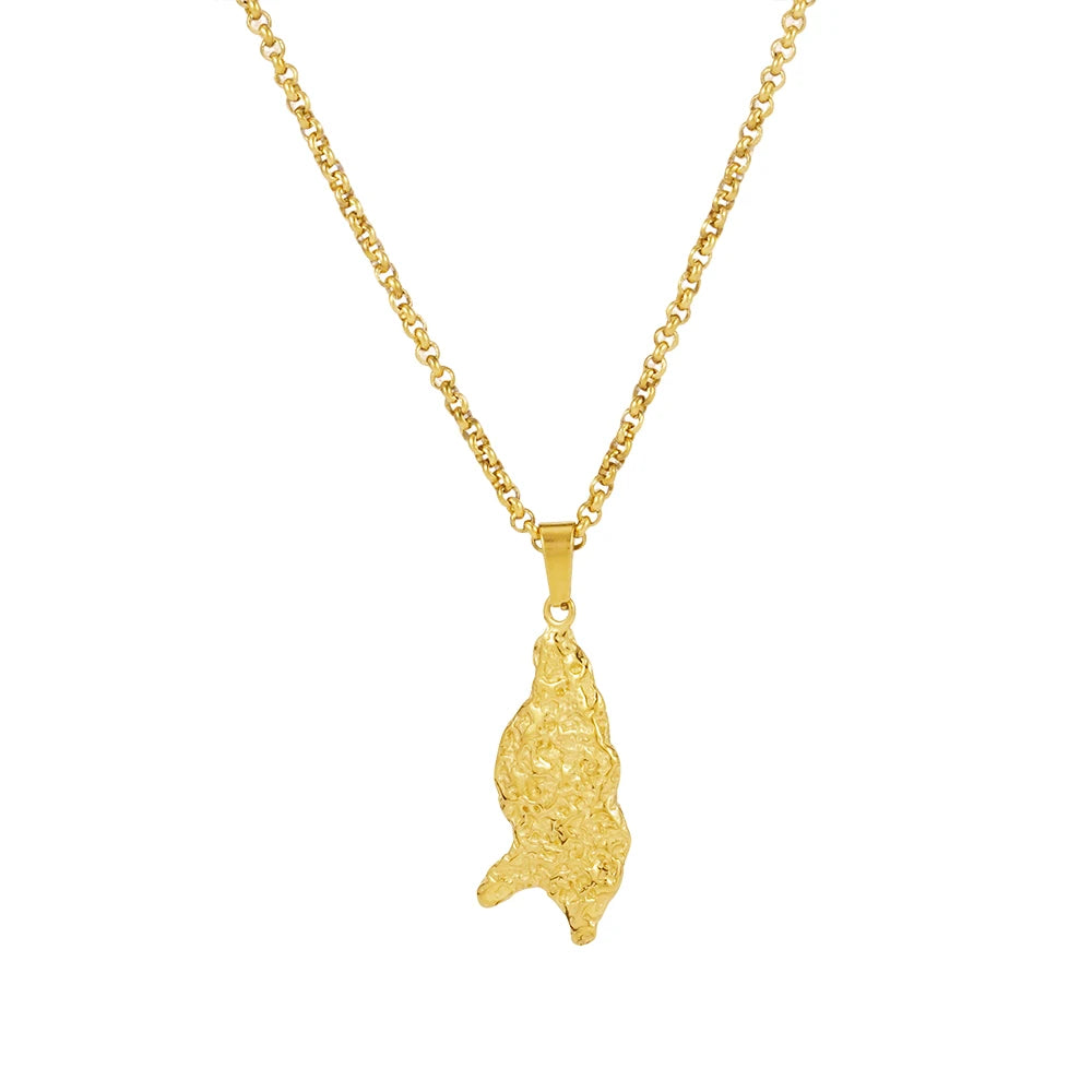 Latest 18K Gold Plated Stainless Steel Jewelry Irregular Country Map Pendent Necklace Waterproof for Women Necklace P253546