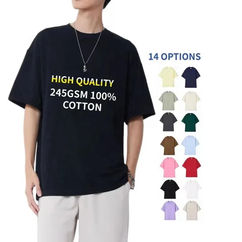 Wholesale Custom Your Brand Logo 100% Cotton Tshirt Blank Men T Shirt Plain Casual Men's T-shirts