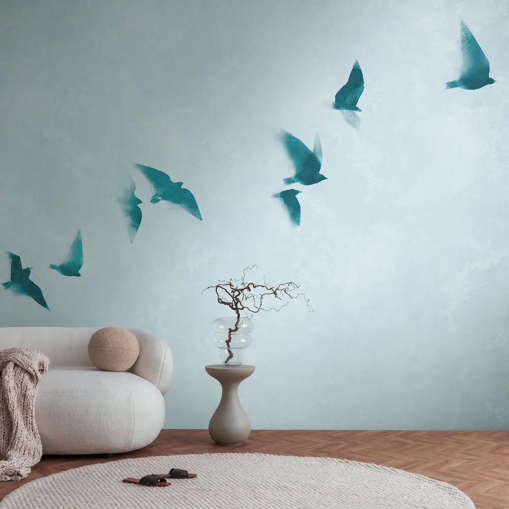 Germany Made Modern Sound-Absorbing Photo Wallpaper Murals Sky Blue Non Woven Vinyl Premium Wall Mural Bedroom Hospital Mall