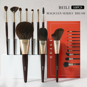 Luxury Professional Makeup Brushes Eco-friendly Wooden Handle Premium Synthetic Hair 10Pcs/Set Custom Logo Kit Case Concealer