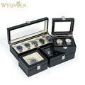 WYP Customizable Luxury Watch Box Packaging Display Waterproof Dustproof Sleek Black Carbon Fiber Cases for Wholesale & Retail