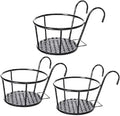 Modern Black Steel Hanging Planters Basket Hanging Railing Planters Flower Pot Holders Powder Coated Durable Plant Racks for