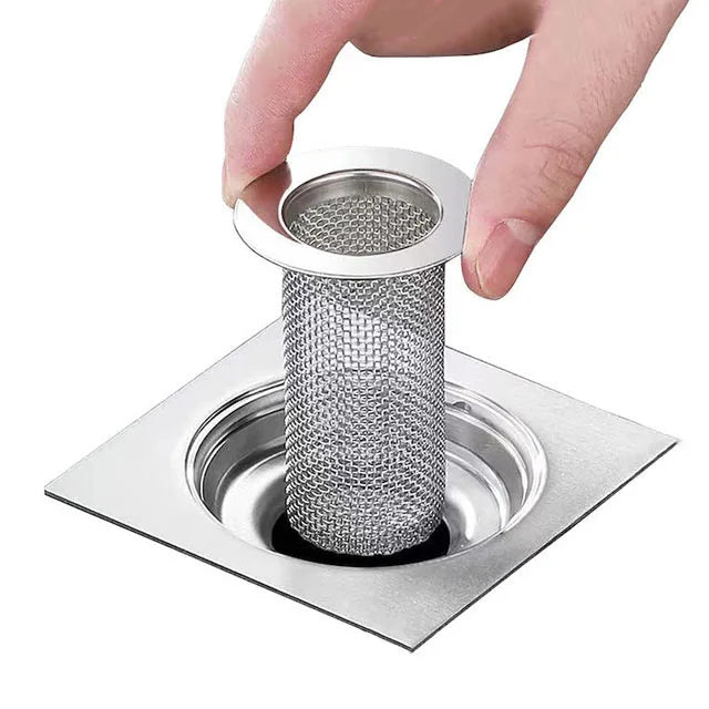Bathroom Floor Drain Filter Stainless Steel Mesh Basket Filter Hair Trap Anti-Clog Slag Strainer Sink Drain Strainer