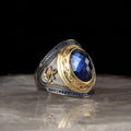 Wholesale 925 Sterling Ottoman-Style Men's Ring Rhodium & Gold Bi-Color Made in Turkey Model RCEGYT-239