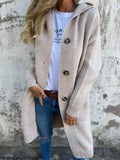 EU/US Cross-Border Women's Autumn Winter Cardigan - Fashion Longline Hooded Knit Coat with Pockets & Buttons