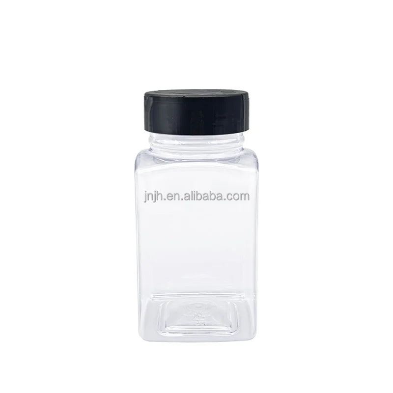 Pet square Transparent Plastic Seasoning Bottle with butterfly Lid for Barbecue Cumin Sesame Pepper Powder Packaging Bottle.