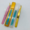Customized Top Design Stainless Steel Eyelash Extensions Tweezers C-Curved Volume Tweezers with Pointed Tip Available for Sale