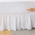 Free Sample Luxury Dust Ruffle Plain Style White Elastic Bed Skirt 100% Polyester 300tc Washable Easy Fit Wrinkle&Fade Resistant