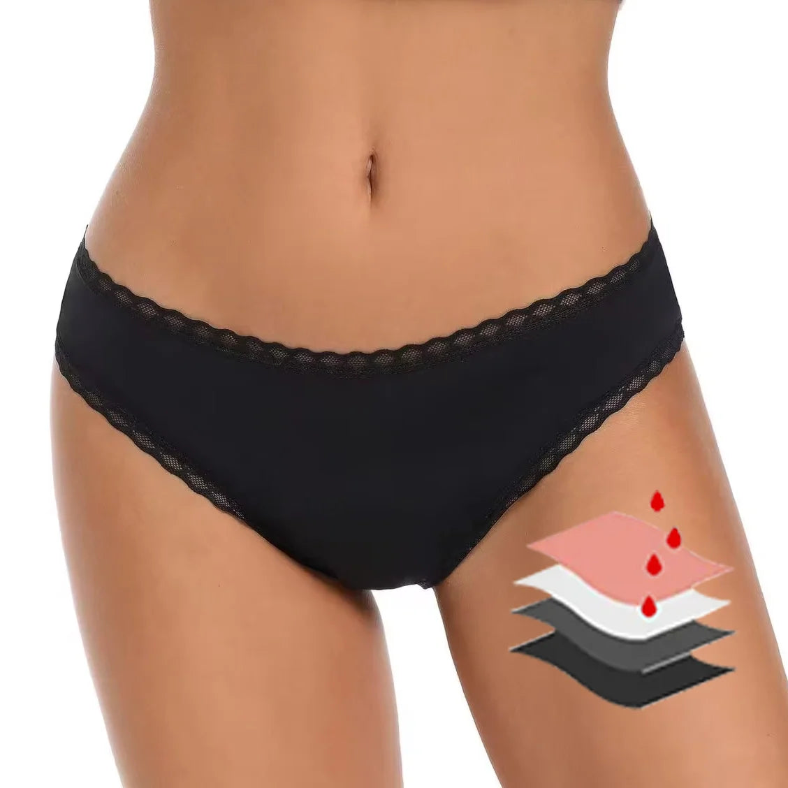 Private Label Super Absorbent 4 Layers Menstrual Cycle Fat Ladies Underwear Girls Leakproof Period Panties for Women