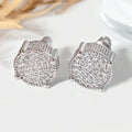 Ready to Ship Jewelry Foxi Factory Wholesale Trendy Earrings Gold Plated CZ Gemstone Round Shape Fashion Hip Hop Earrings
