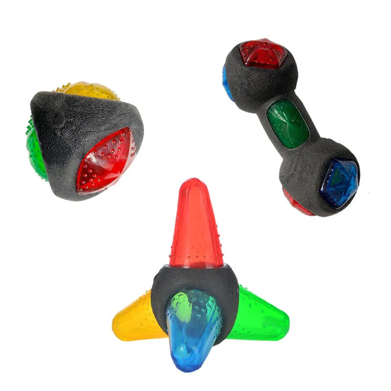 Luminous TPR Ball for Dog Toys Pet Bite Resistant Dog Squeaky Chew Toys LED Light up Molar Glowing Pet Ball Chewing Toys MegaBDM