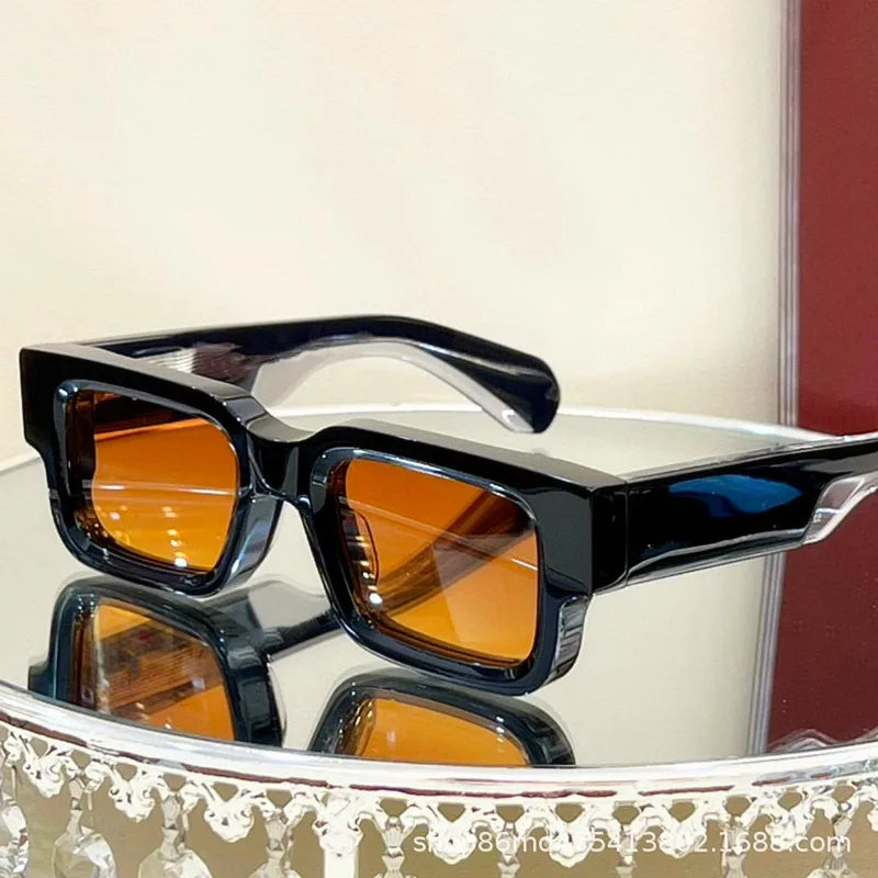 Logo Custom 2025 Fashion Thick Small Frame Polarized Sun Glasses UV400 Shades Acetate Square Sunglasses for Men Women