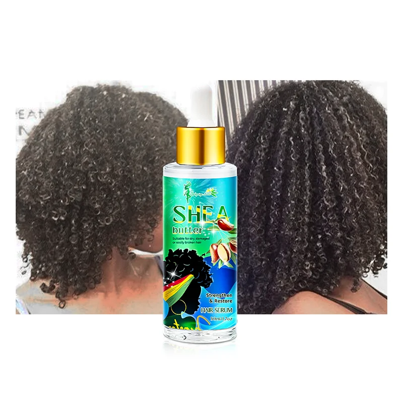 Custom Label Logo Repair Nourishing Treatment Keratin Shea Butter Hair Serum for Kinky Damaged Hair