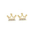 Low MOQ Wholesale Jewelry 925 Sterling Silver Gold Princess Cut Zircon Crown Stud Earrings for Party & Gift