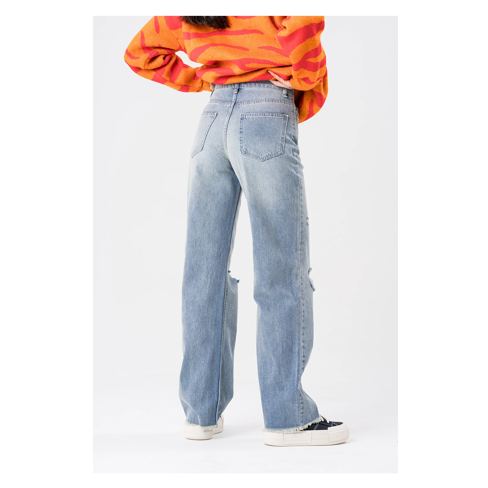 Women's Summer Cute Straight Breathable Denim Jeans Trousers & Dresses High Waist Regular Fit 100% Cotton Belt