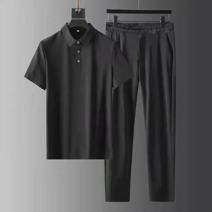 OEM Custom logo Embroidery Printed Design Cross-border   Elastic Ultra-thin Quick-drying Ice Silk Short-sleeved Two-piece Suit