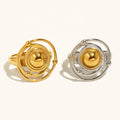 Dingran New Arrival Two Color Stainless Steel Rings Waterproof Unique Design 18K Gold Plated Universe Rings