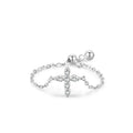 Wholesale Cubic Zirconia S925 Silver Adjustable Chain Ring Sterling Silver Vintage Fine Jewelry Cross Rings