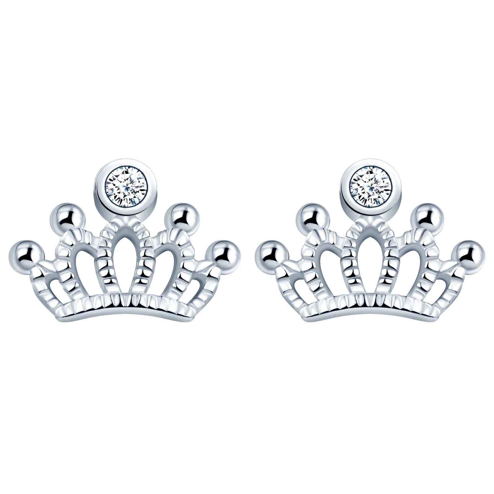 Jewelry Delicate Fashion S925 Sterling Silver Zirconia Crown Stud Earrings Cheap Earrings Wholesale