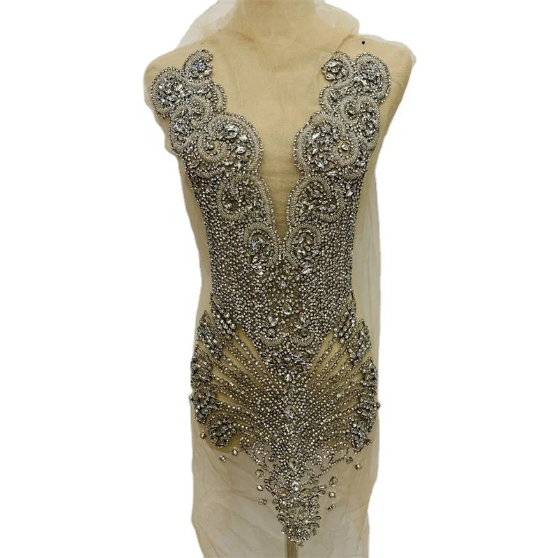High End Handmade Beautiful Sexy Sew Diamond Sparkly Crystal Applique Skirt Shine White Rhinestone Dress Club Wear for Women