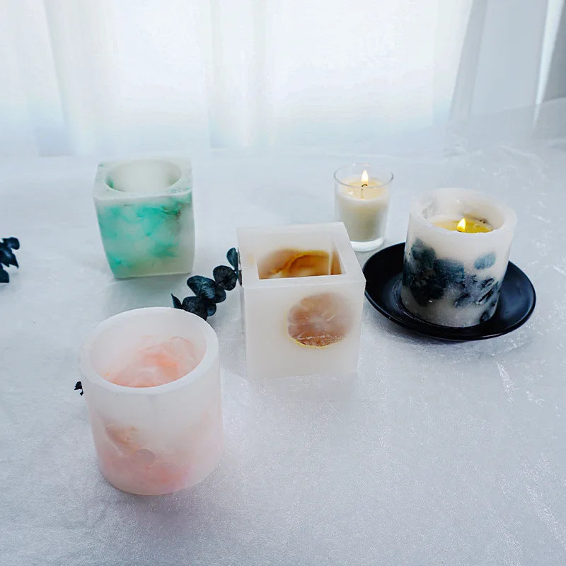 Accessory Tool Square Cup Candle Holder Molds Round Simulation Mug Mould Cup Candlestick Silicone Candle Mold