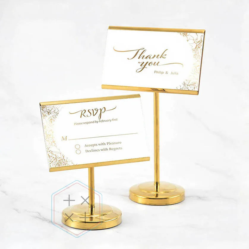 Adjustable Durable Luxury Modern Gold/Silver Stainless Steel Numbers Sign Table Place Card Holder for Weddings Restaurants