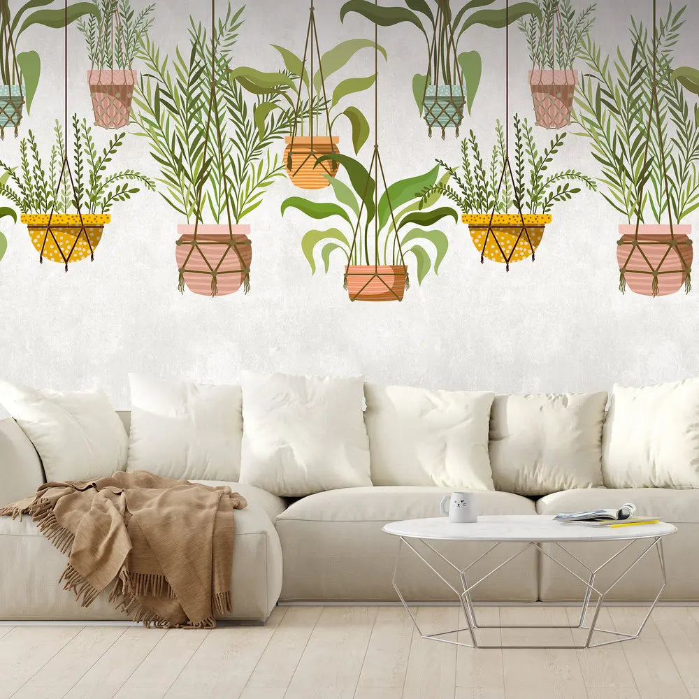 Germany Photo Floral Palm Tree Wall Mural Green Pink Yellow Non Woven Vinyl 1.59x2.80m Removable Easy Bedroom Hospital
