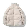Custom Front Waterproof Windproof Puffer Jacket Standard Winter Coat Stand Collar Solid Colour Canvas Wholesale High Street