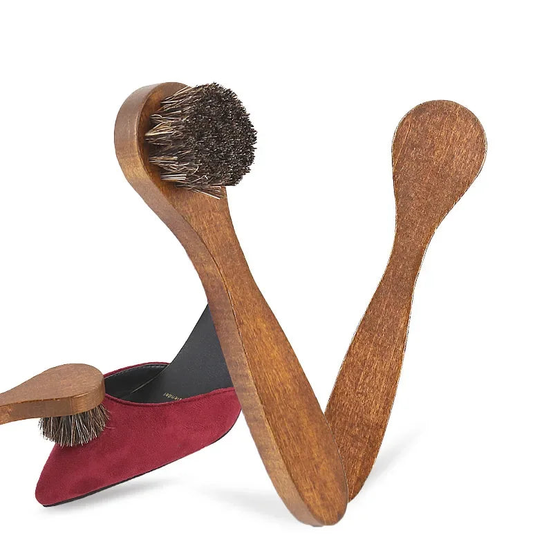 Melenlt Horsehair Leather Cleaning Brush with Long Maple Handle for Shoe Shine and Care MegaBDM