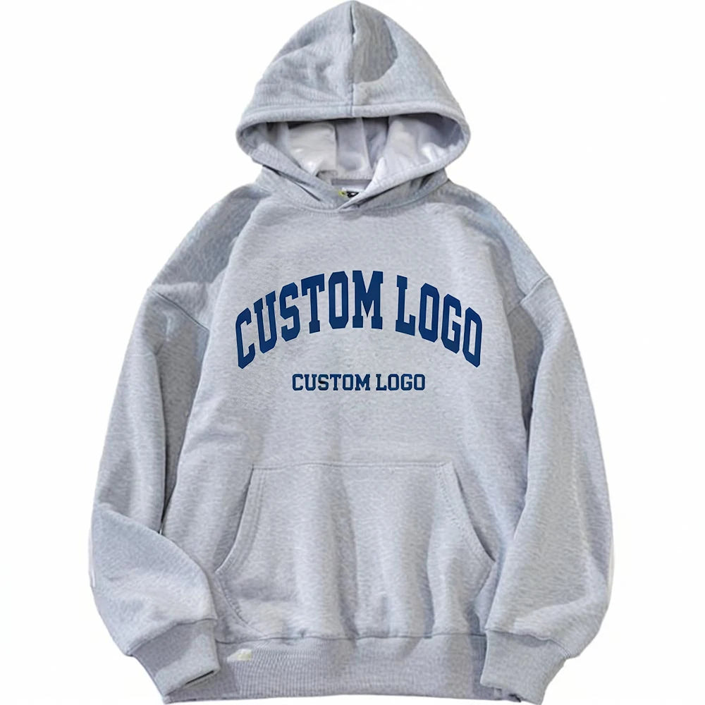Men's Custom 100% Cotton Fleece Oversized Hoodie 360 Grams American Retro Letter Print Customizable LOGO Breathable Autumn
