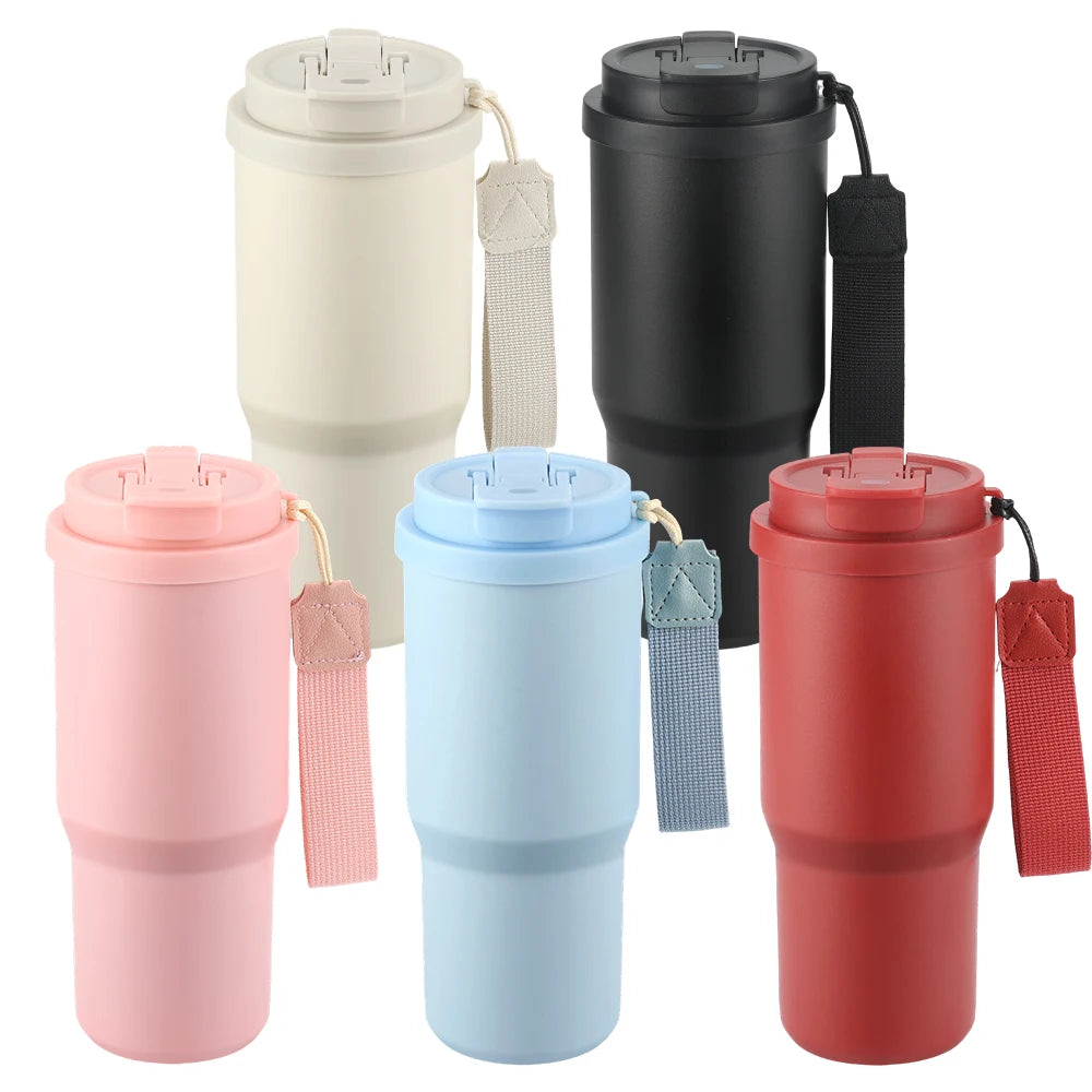 750ML Custom Insulated Mugs 304 Stainless Steel Tumbler Non-Slip Grip Gym & Hiking Vaccum Mug Cup Flask Bottle with Handles