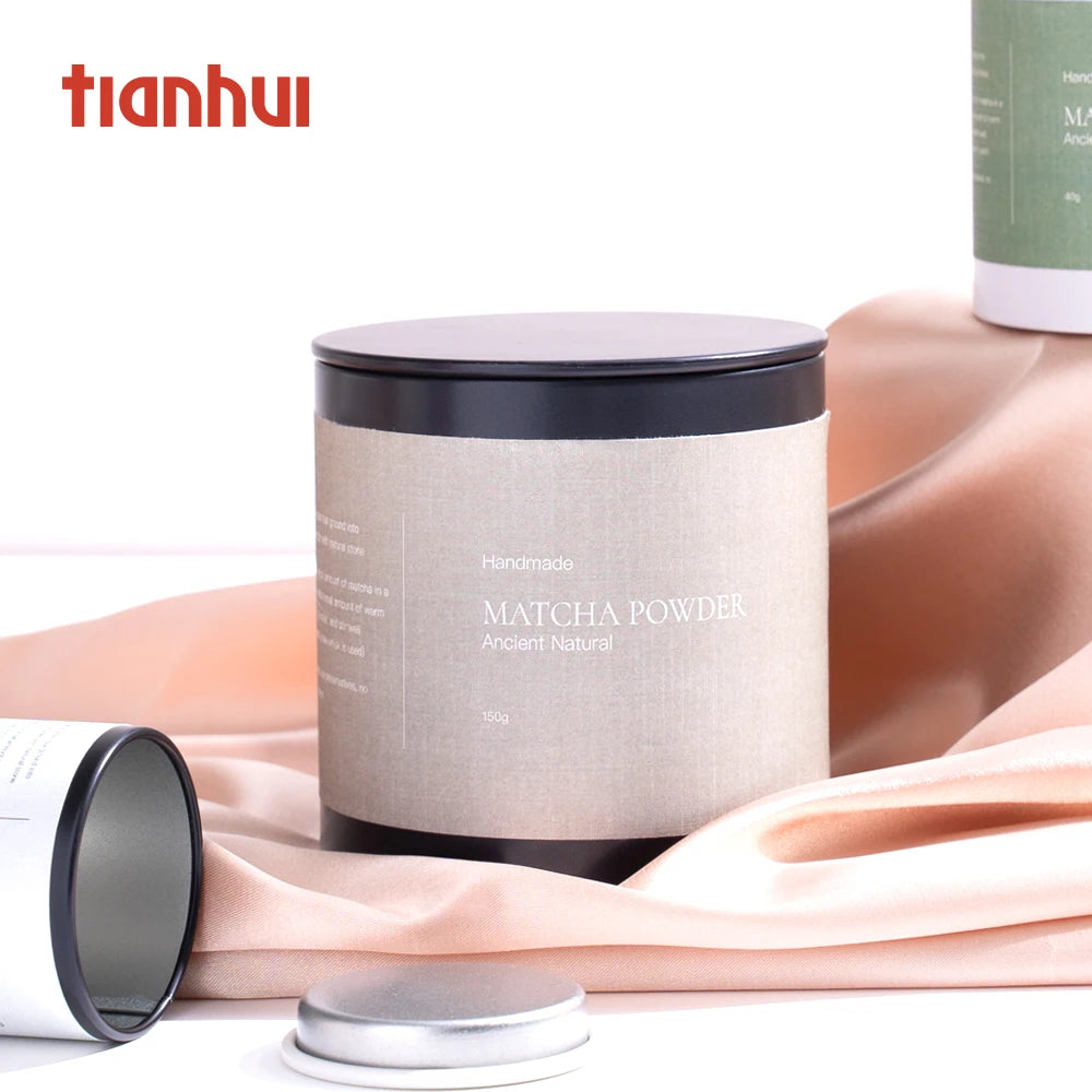 Tianhui Food Grade Round Cans Small Tin Canister Matcha Powder Spice Storage Container