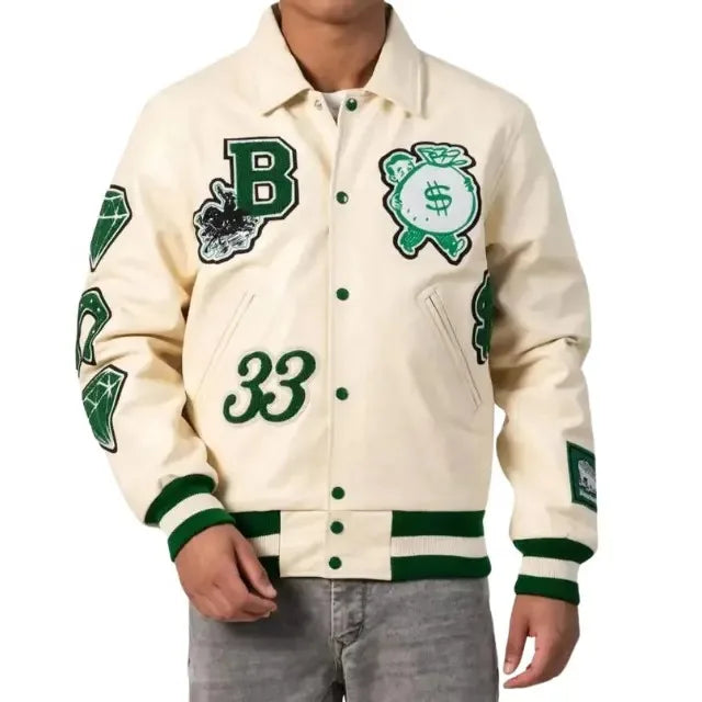 Stylish Varsity Jacket for Men with Chenille Embroidery and Leather Sleeves Custom Baseball Letterman Outerwear