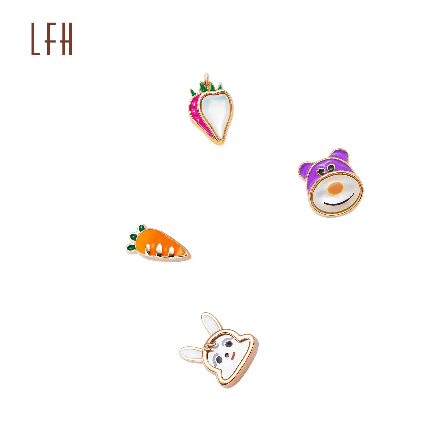Cute Cartoon Bear and Rabbit Stud Earrings With Zircon Saudi Gold Jewelry Pawnable 18k Oro 18k Original Au750 Gold 18k Real