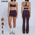 PASUXI Wholesale Gym Wear 4 Piece Sport Clothes Sleeveless Crop Top Fitness Yoga Bra Shorts Leggings Sets Sportswear