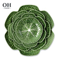 Hot Sale 13inch Green Cabbage Charger Plates Portuguese Village Ceramic Dinnerware for Hotels Use Green Vegetable Tableware