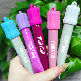 Wholesale Custom logo Makeup Glass Shine Tint Juicy Lip Gloss with Keychain Peptide Lip Gloss