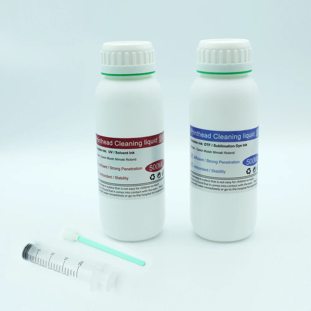 500ML UV / Eco-Solvent Ink Cleaning Liquid  + 500ML DTF Sublimation Dye Ink Cleaning Liquid for Printhead