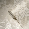 Germany Luxury Velvet Flock Damask Wallpaper Rolls Wash-Resistant Light Resistant Living Room Kitchen Use Cream Bronze Non Woven