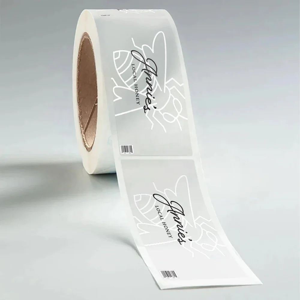 Custom Business Label Sticker Branding Package  Honey Bee Self-adhesive Vinyl clear Circle Honey Labels Design