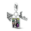 Silver Fashion Classic Mona Lisa Painting Louvre Artwork Statue Pendant Fit Charm Bracelet With Zircon Fashion Jewelry for Gift