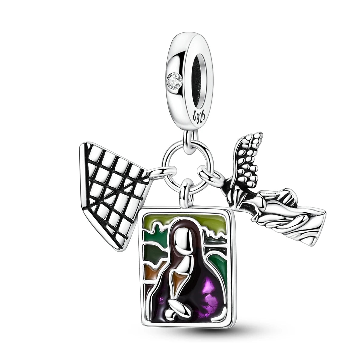 Silver Fashion Classic Mona Lisa Painting Louvre Artwork Statue Pendant Fit Charm Bracelet With Zircon Fashion Jewelry for Gift