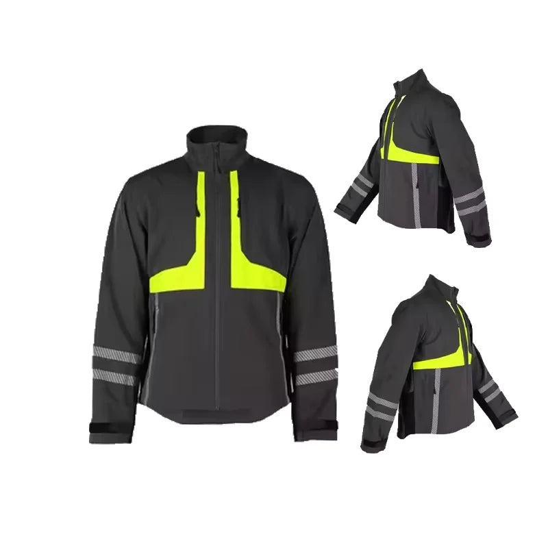Men and Women's High Visibility Class 2 Safety Jacket Dual Tone Reflective Strips Construction Vest for Winter for Guards