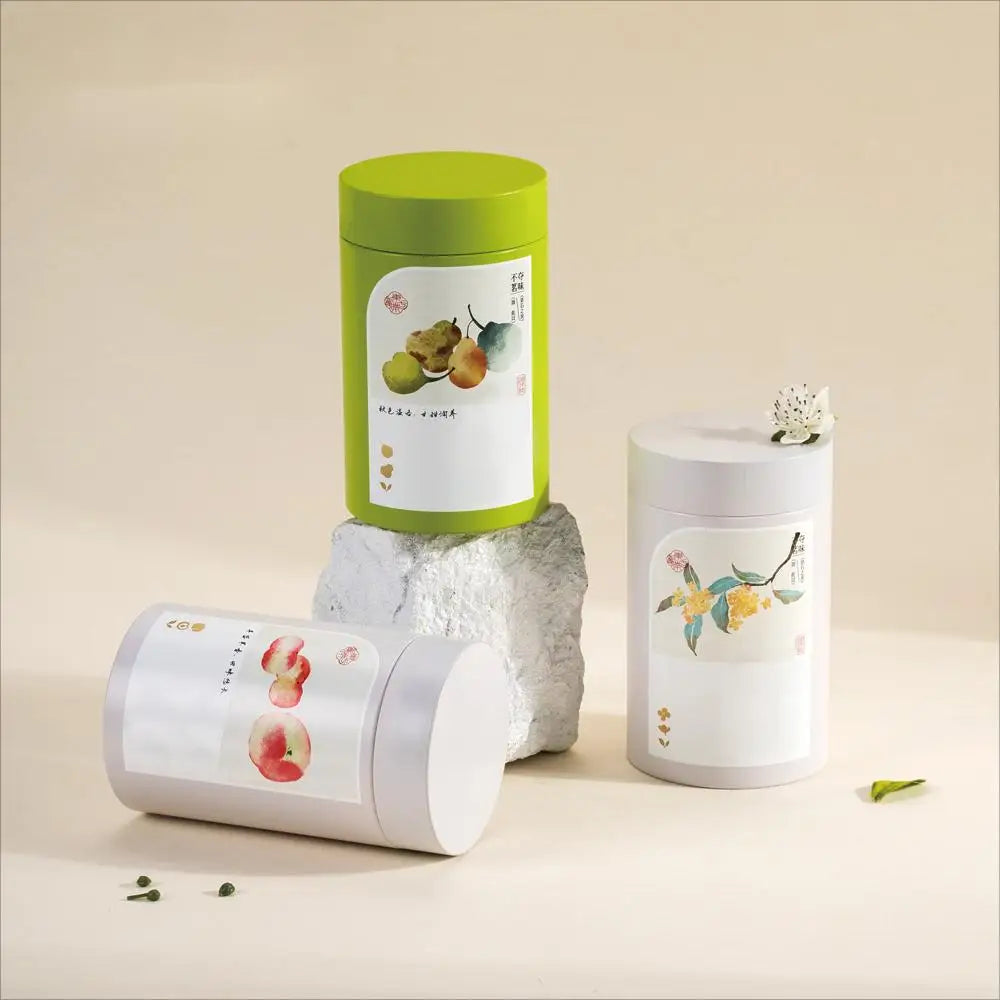 Tianhui Airtight Round Metal Canister Tin Cans with Double Lids for Rose Tea Storage Container