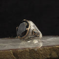 Turkish Style Vintage 925 Sterling Silver Men's Classic Ring Black Onyx Zircon Stone Bezel Setting Party Wedding Jewelry Azuris