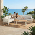 Modern Aluminum Powder-Coated Eco-Friendly Durable Outdoor Sectional Sofa 4-Piece L-Shaped Patio Sofa Set Cushions Coffee Table