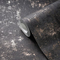 Germany Made Modern Black Gold Damask Non Woven Vinyl Wallpaper Rolls-Plaster Look Structure Highly Wash-Resistant Heat