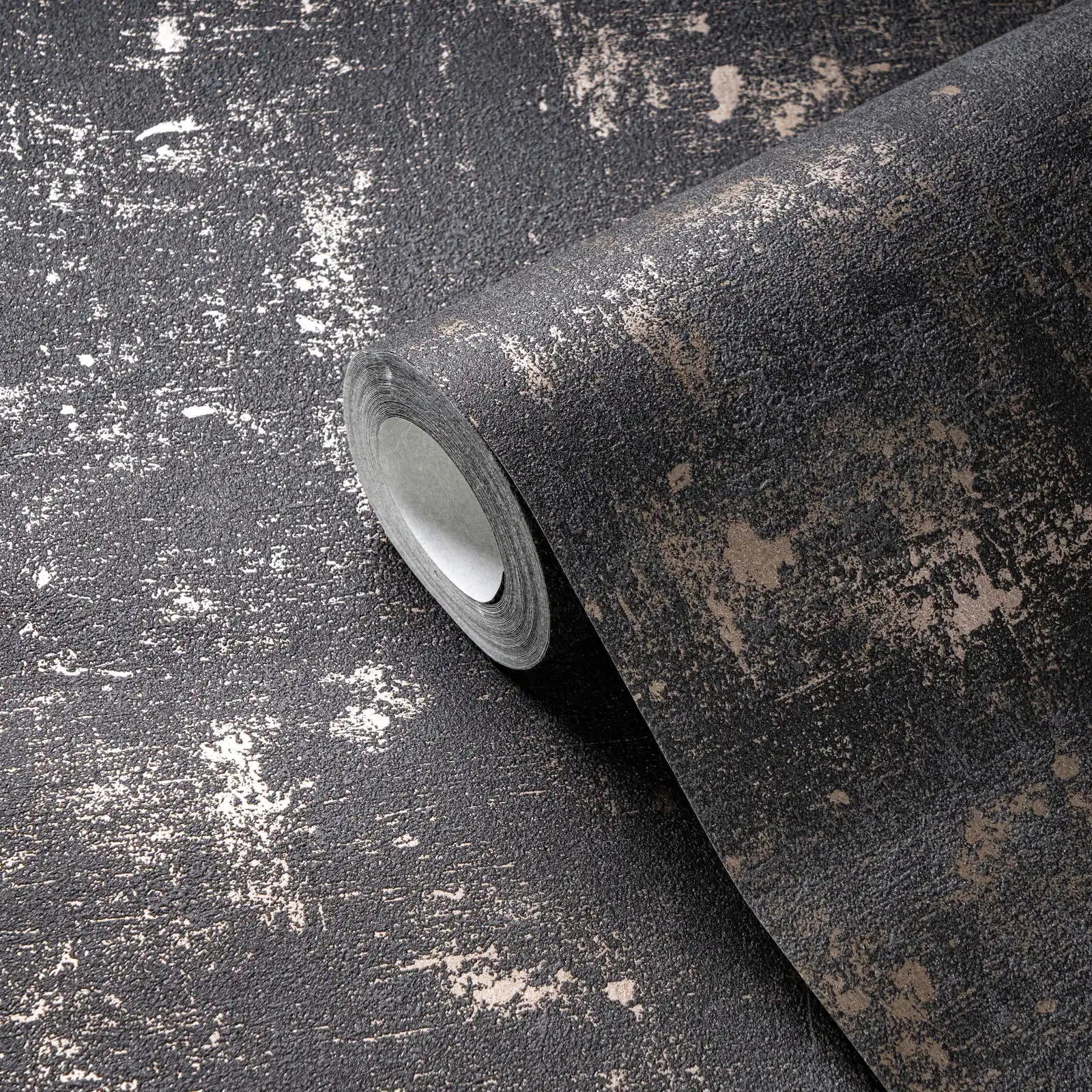 Germany Made Modern Black Gold Damask Non Woven Vinyl Wallpaper Rolls-Plaster Look Structure Highly Wash-Resistant Heat