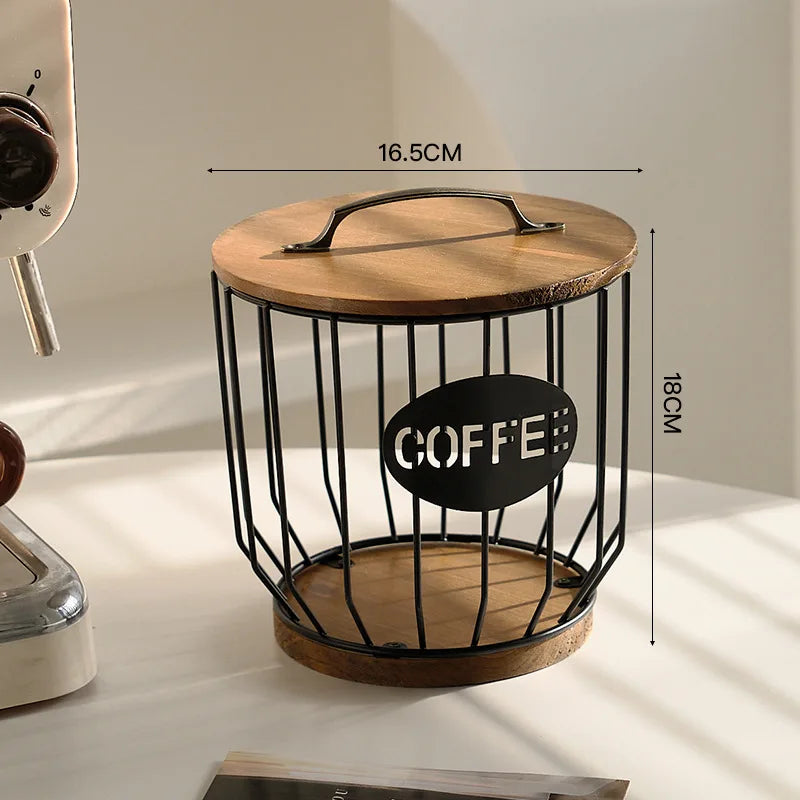 Versatile Storage Coffee Pod Holder Rustic Large Capacity Iron Single Eco-Friendly Space Saving for Home Coffee Filter Holder